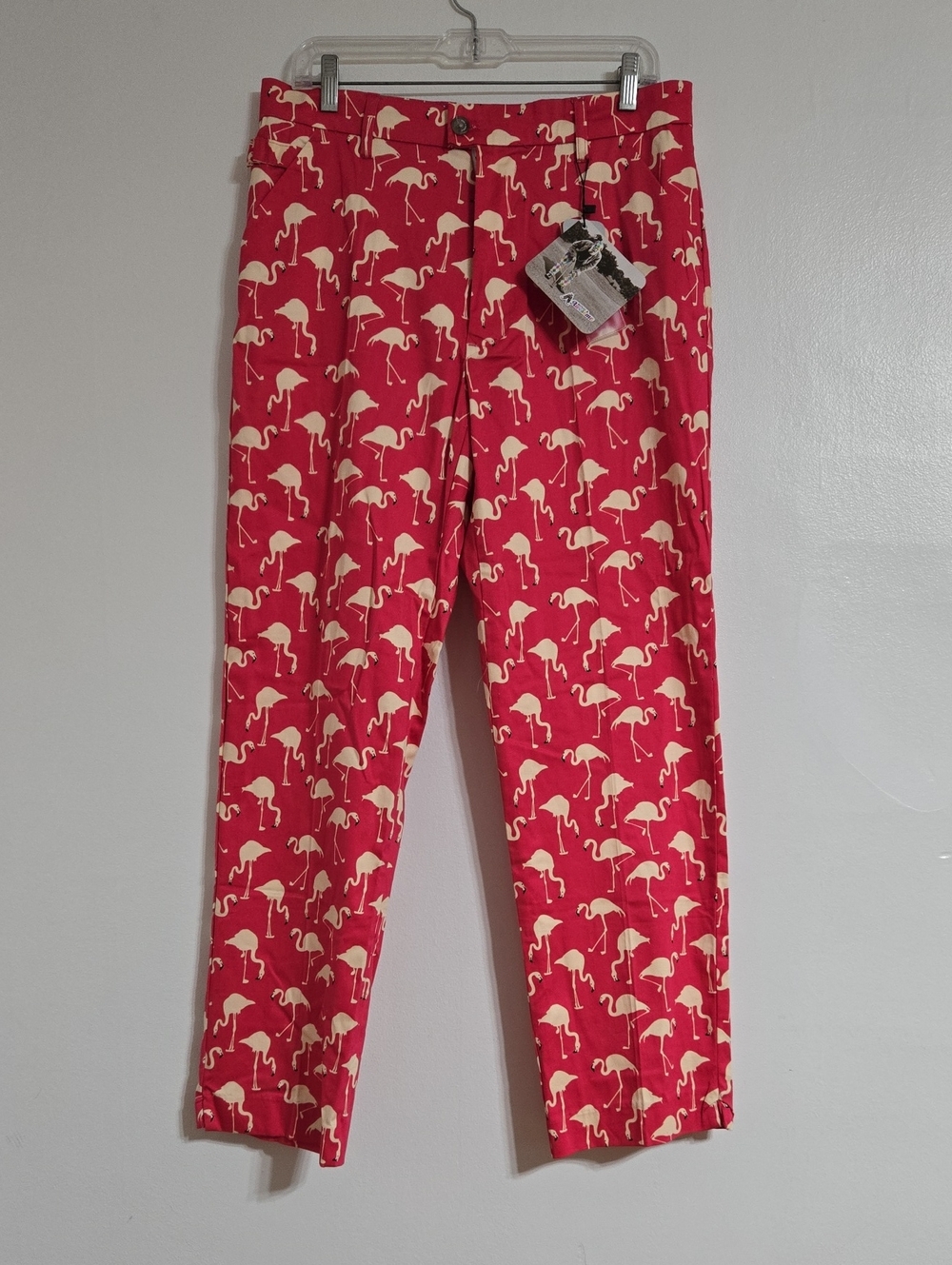 Royal Awesome Birdie Breek Pink Flamingo Beach Vaca Golf Pants Size 34X30